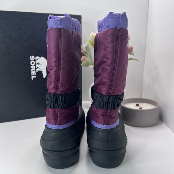 Sorel Flurry Print Adjustable Boots Purple Dahlia/Paisley Purple Big Girl 7 NWB - Picture 2 of 10